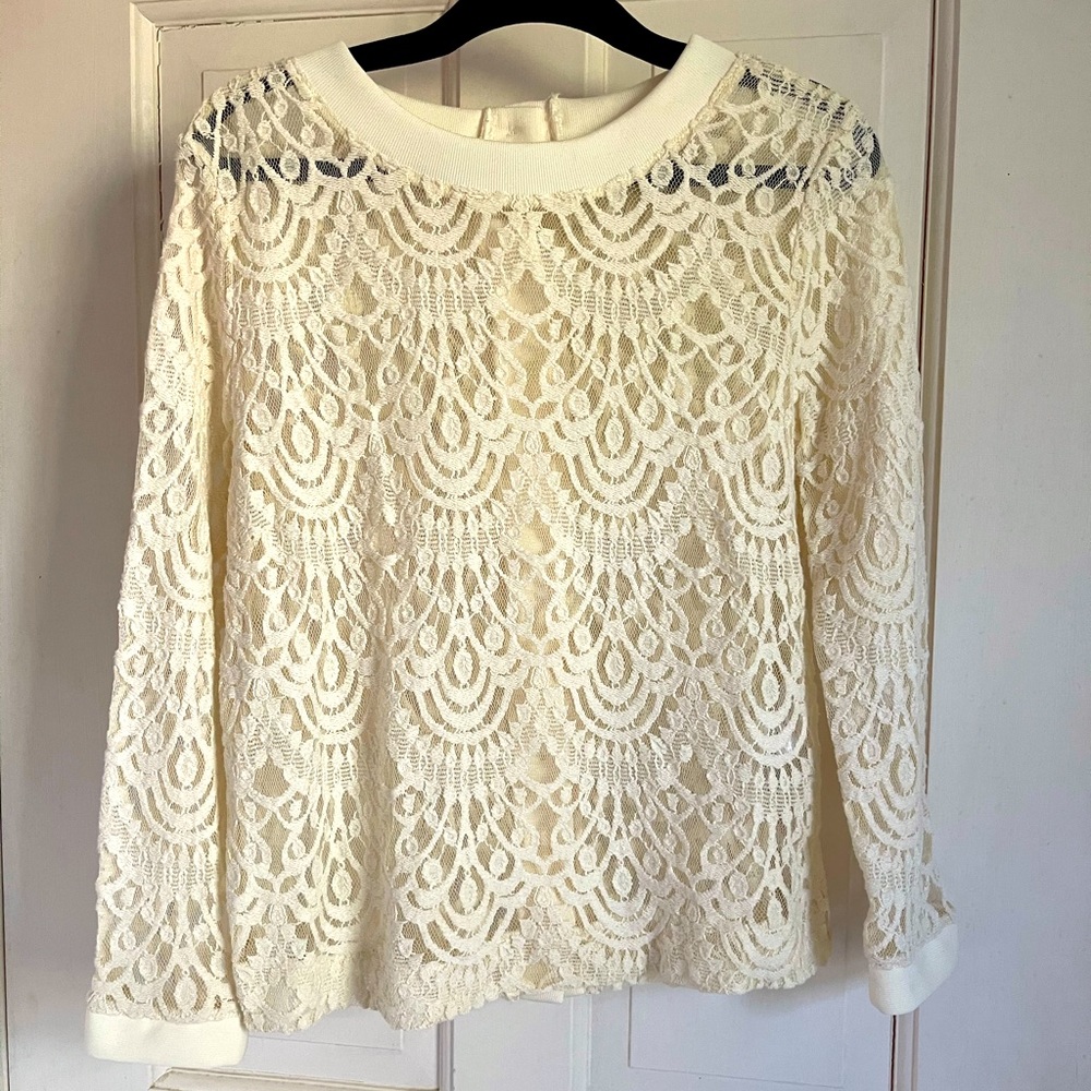 Banana Republic Lace Button Down Overlay Top PXS 0